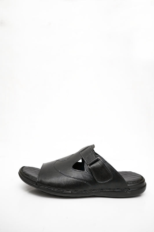 Synthetic Leather Black Slipper