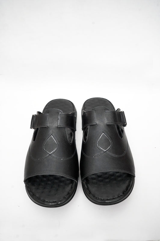 Synthetic Leather Black Slipper