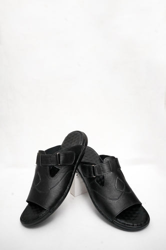 Synthetic Leather Black Slipper