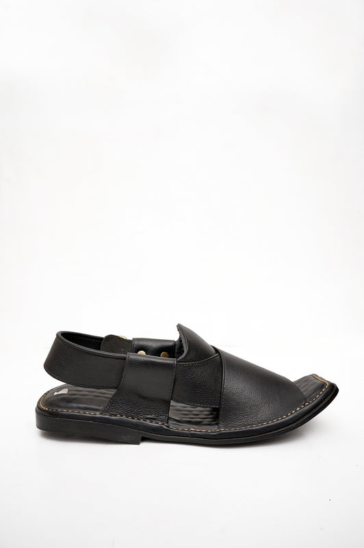 Premium Leather Black Khyber Chappal