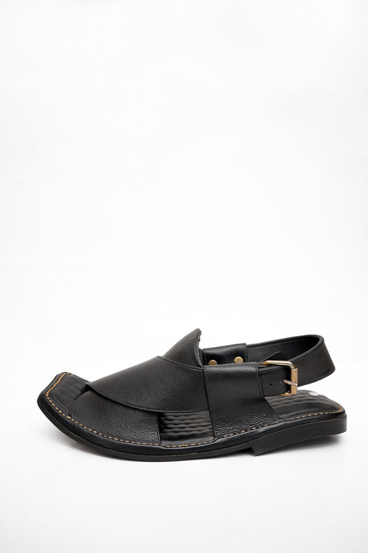 Premium Leather Black Khyber Chappal