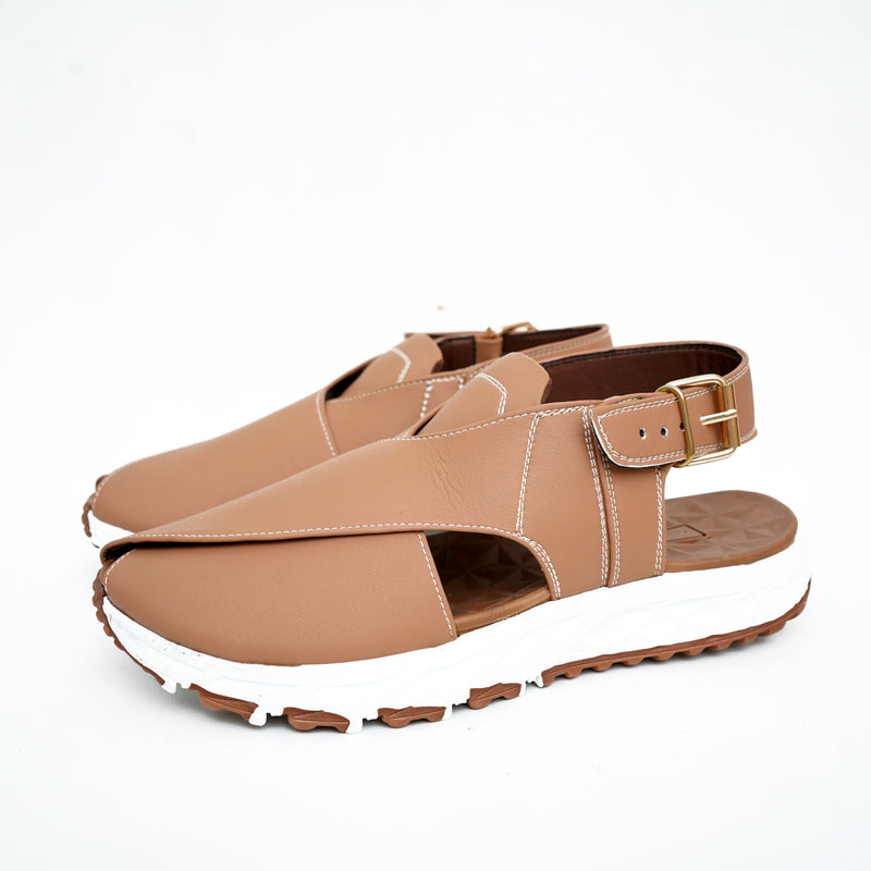 Light Brown Sketchers Sole Synthetic Leather Chappal