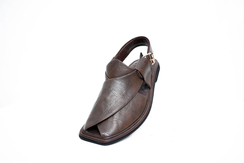 Smart Zalmay Design Textured Dark Brown Chappal