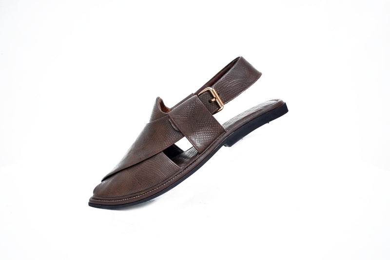 Smart Zalmay Design Textured Dark Brown Chappal