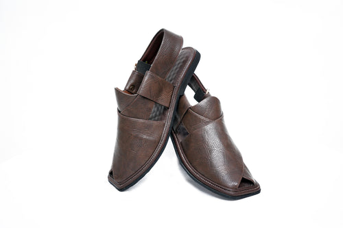 Smart Zalmay Design Textured Dark Brown Chappal