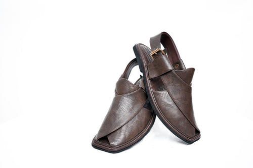 Smart Zalmay Design Textured Dark Brown Chappal
