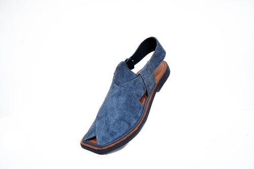 Blue Broad Shape Suede Chappal