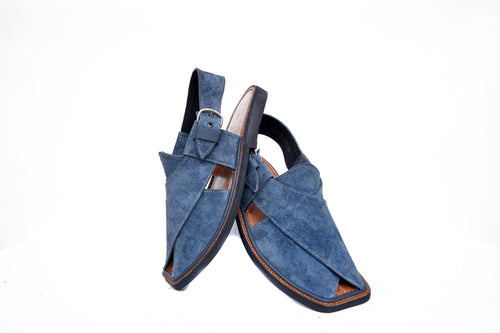 Blue Broad Shape Suede Chappal