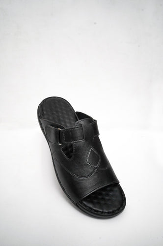 Synthetic Leather Black Slipper