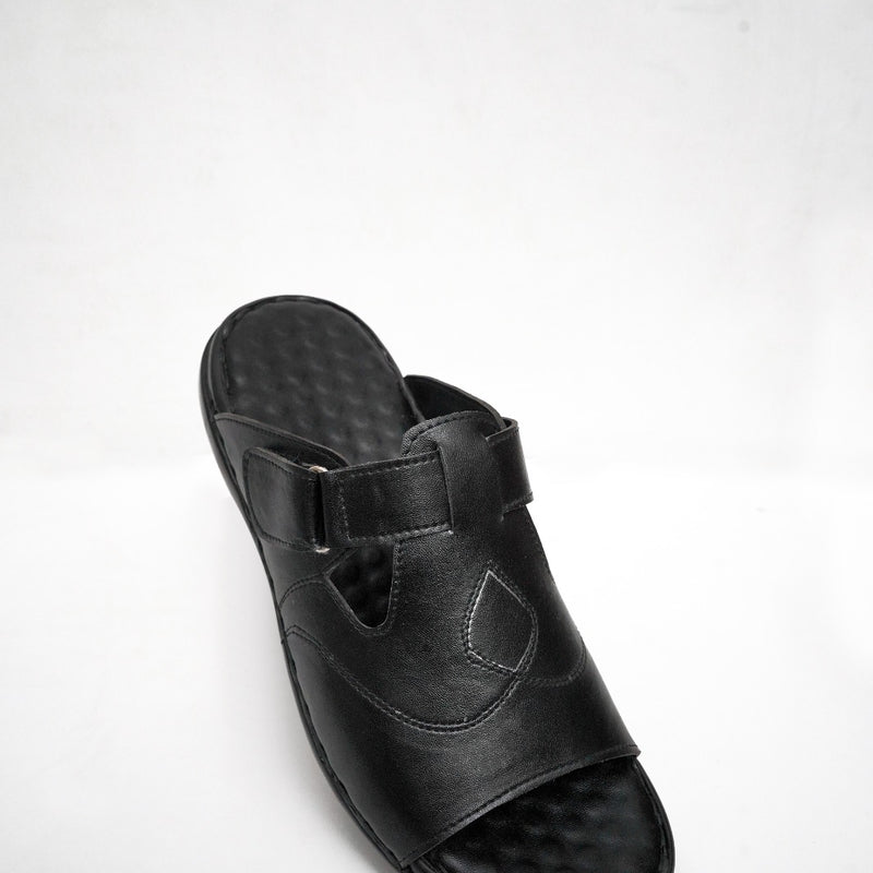 Synthetic Leather Black Slipper
